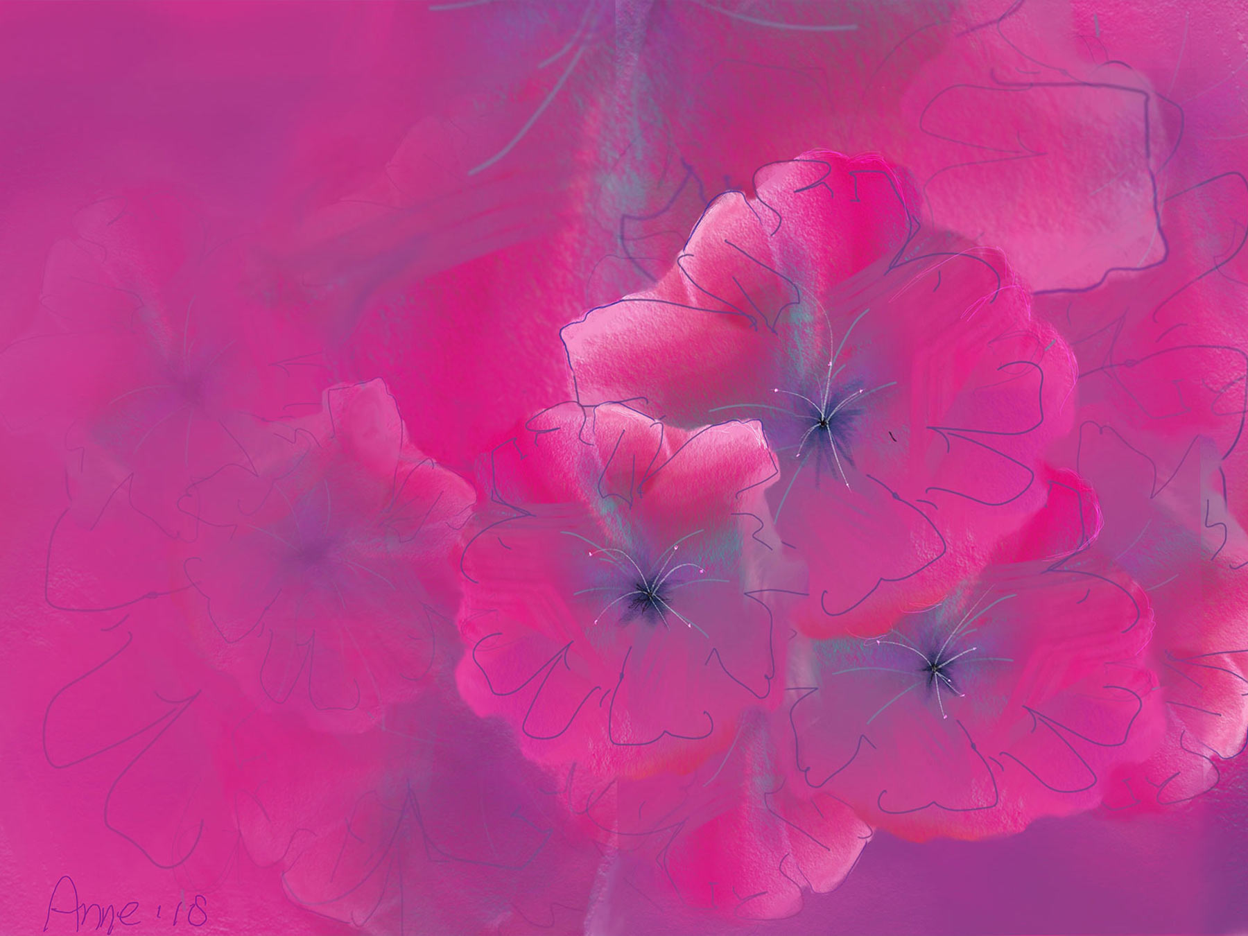 bloemen in magenta roze © Anne-Riet de Boer