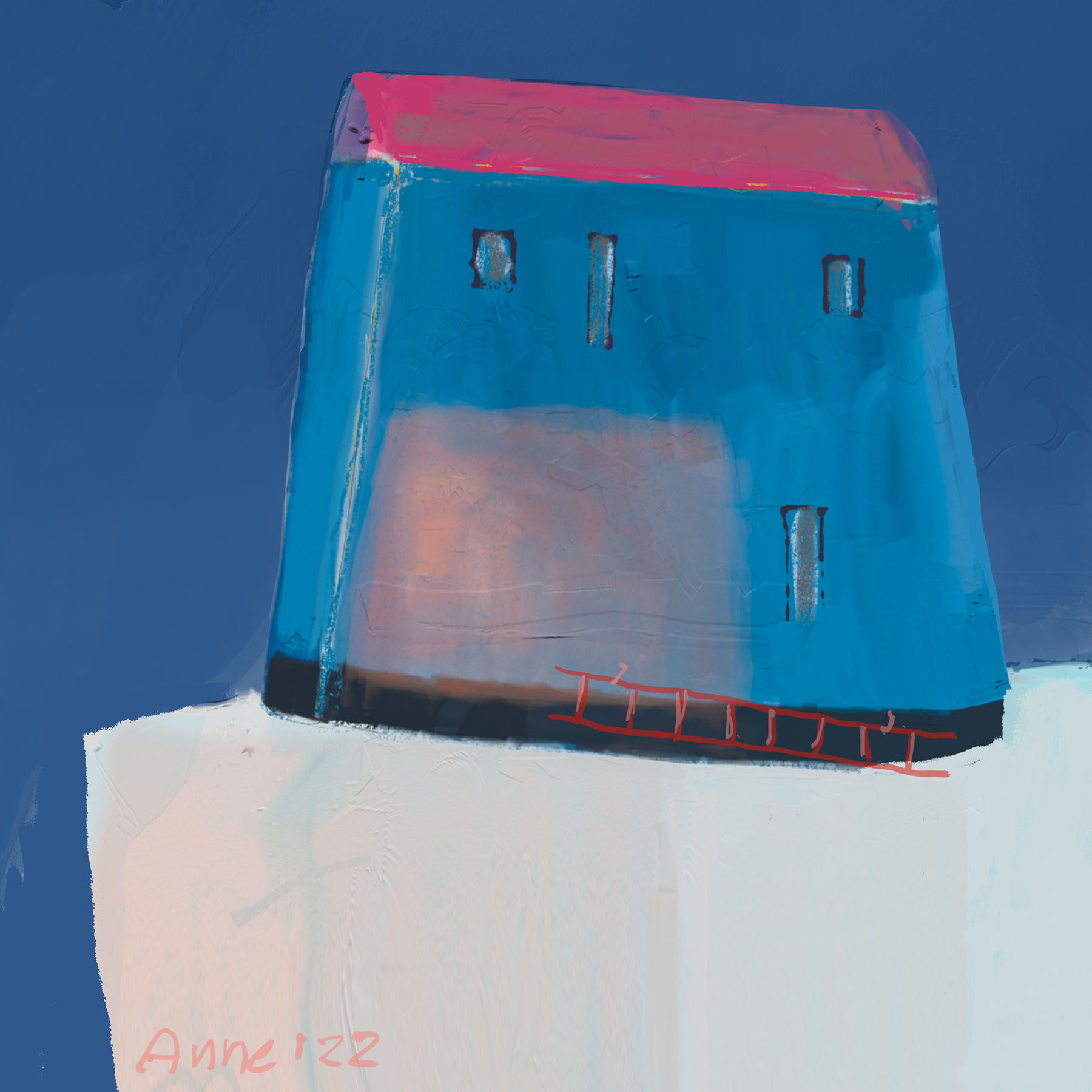 het verlangende huisje uit de serie 'huisjes met gevoel' © 2023 AnneRiet de Boer